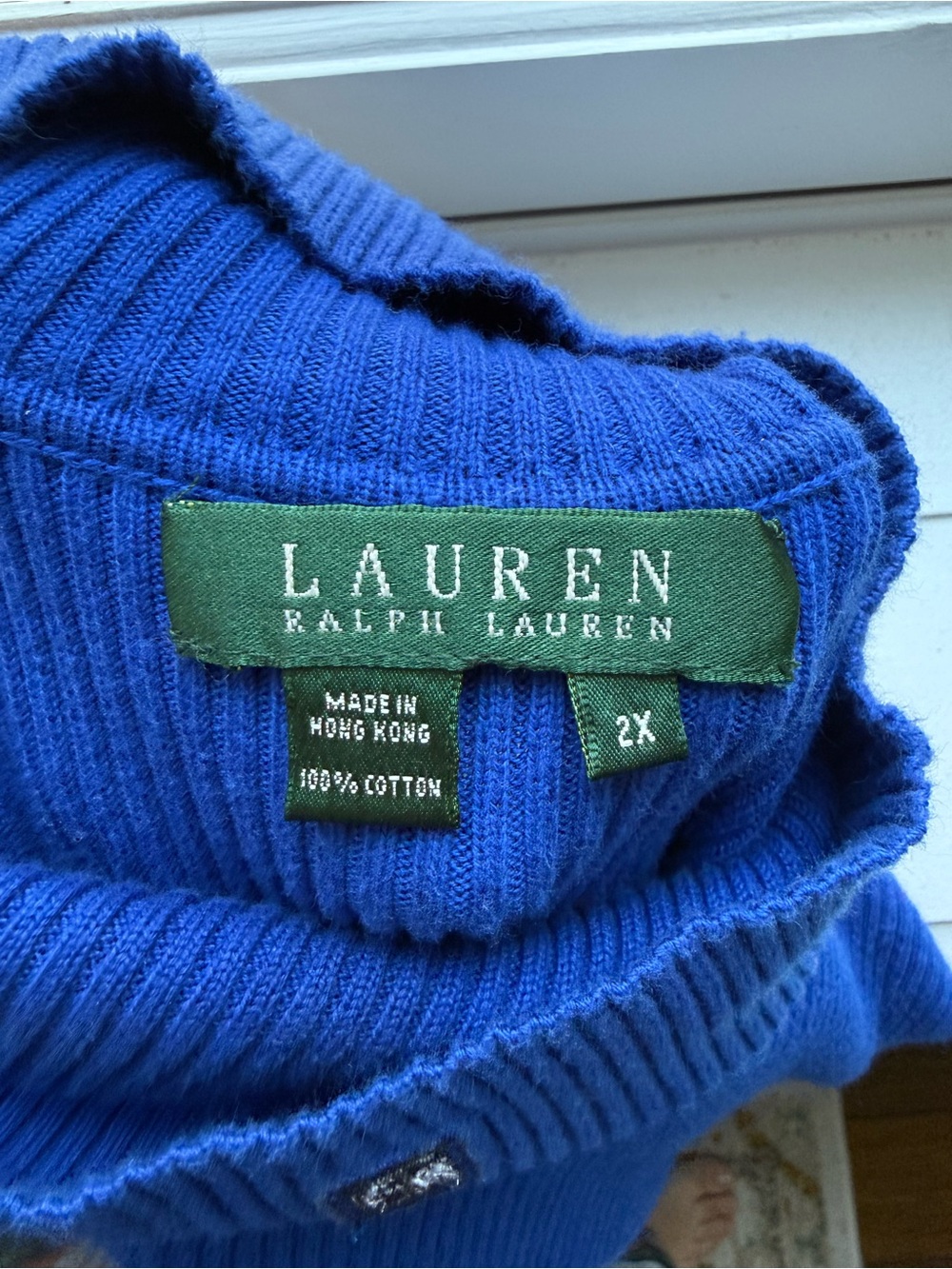 Lauren Ralph Lauren Royal Blue Ribbed Turtleneck Sweater Women’s Size 2X Preppy - Picture 4 of 5